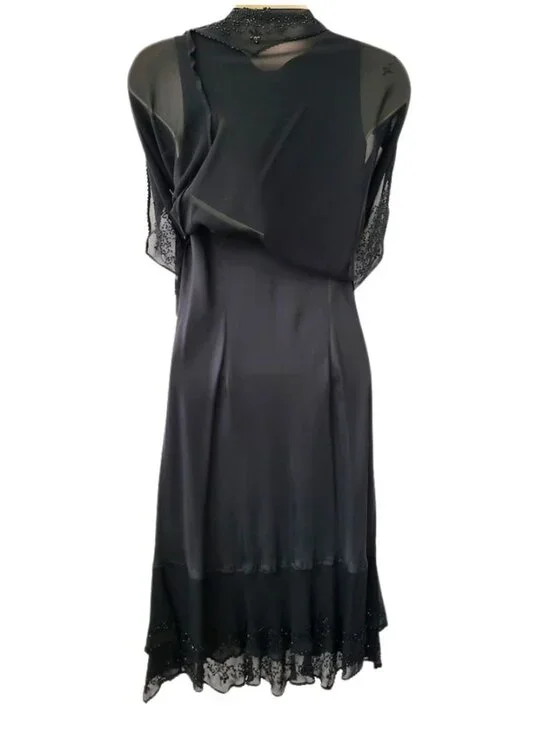 JONES NEW YORK Black Island Breezes 100% Silk Sequined Dress - Women's 4 - Picture 2 of 10